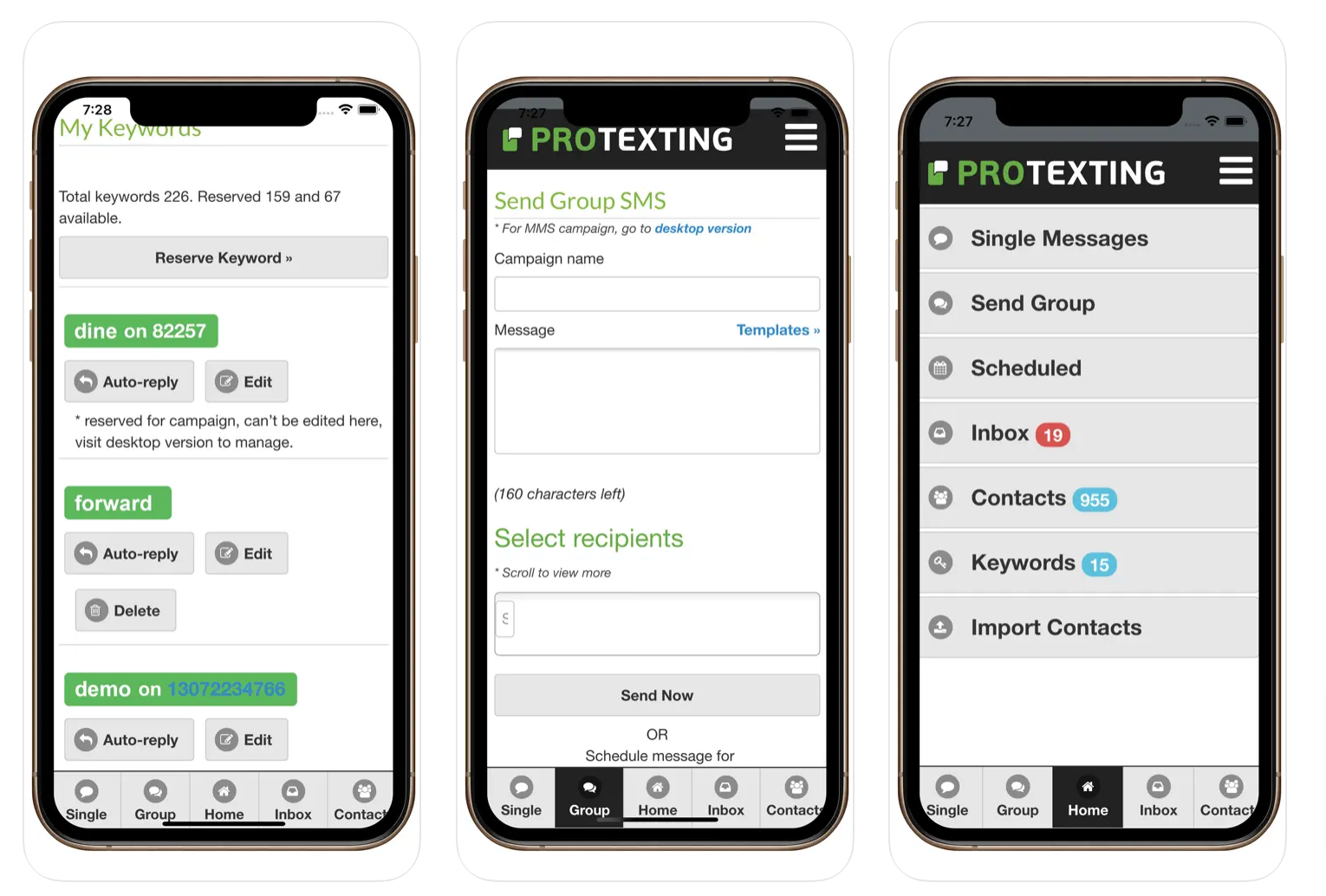 Group & Single Text Messaging mobile app