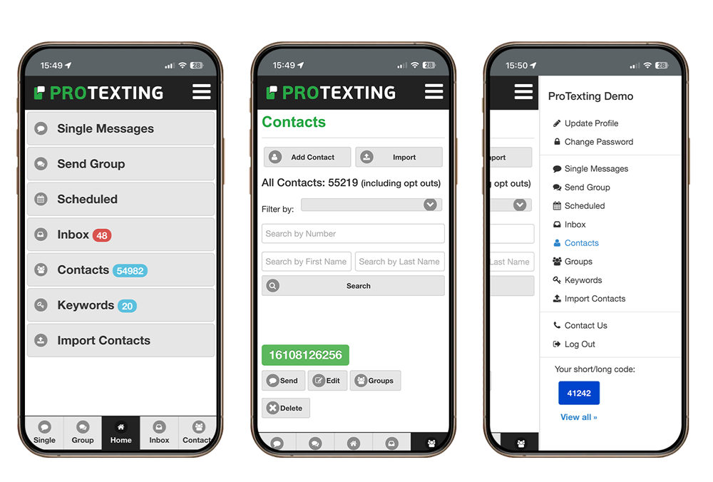 Group & Single Text Messaging mobile app